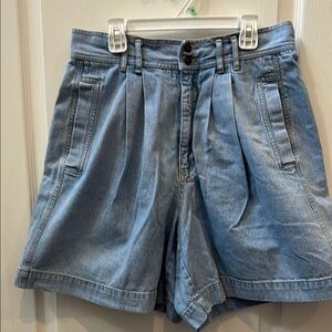 EUC Vintage High Waist Blue Denim Shorts with Pleats